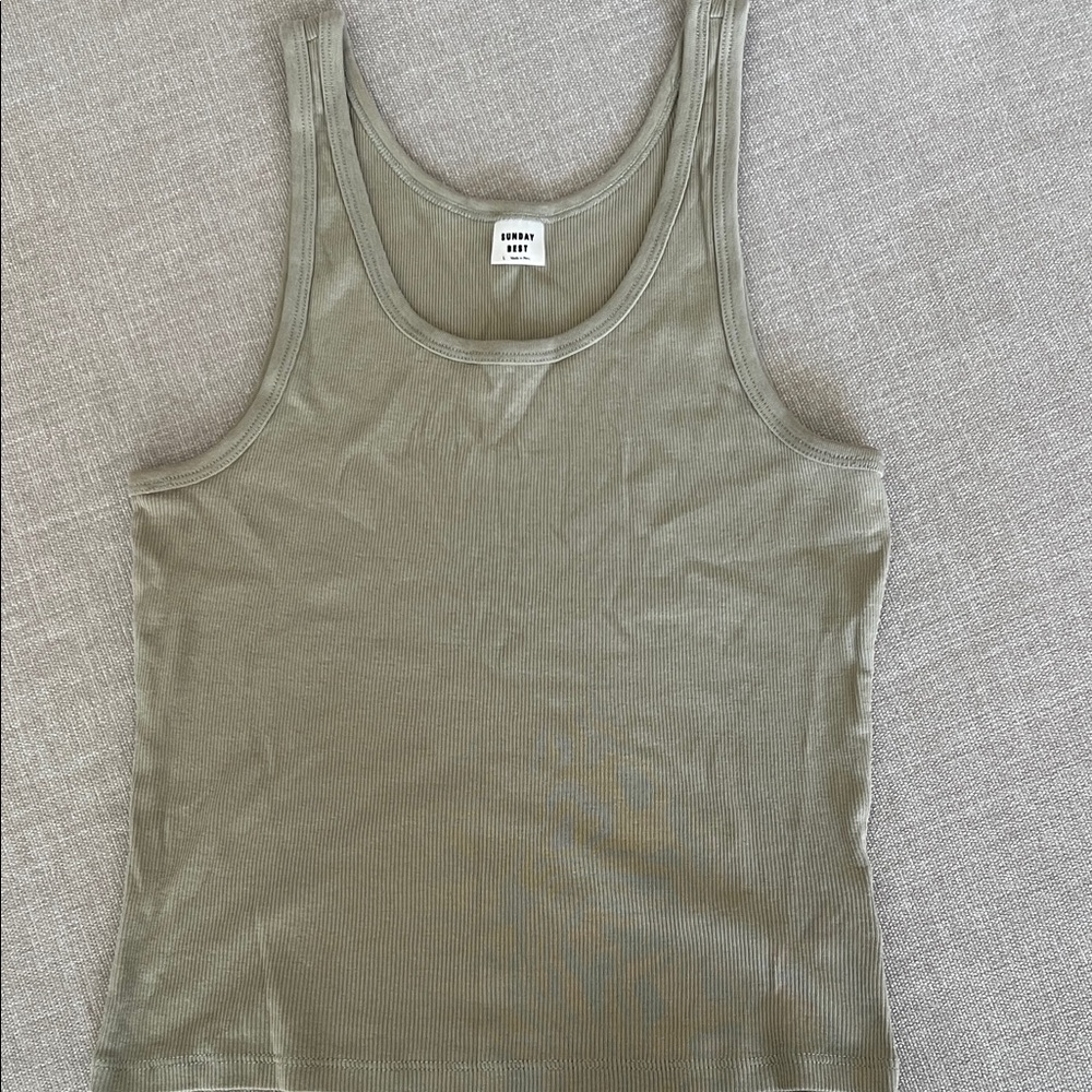 Aritzia Sunday Best Olive Ribbed Tank Top
